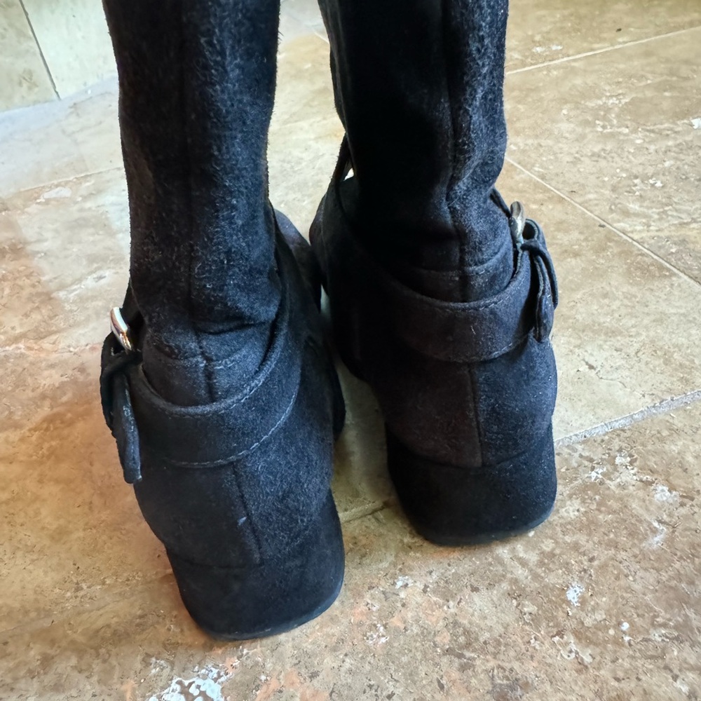Prada Black Suede Knee-High Boots Vestaire Collection 37.5 - Picture 4 of 9